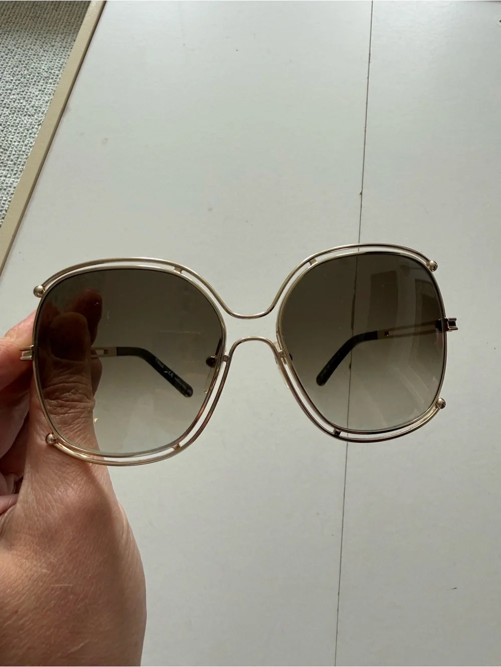 Gold Frame Oversized Women's Sunglasses - Brown Lenses
